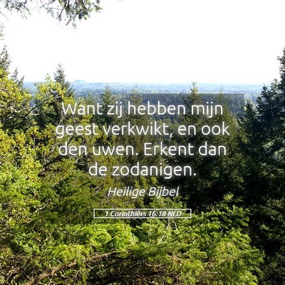 Picture 05 - 1 Corinthiërs 16:18 NLD - Want zij hebben mijn geest verkwikt, en ook den - Bible Verse Picture