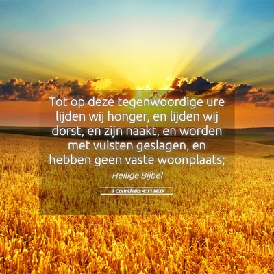 Picture 05 - 1 Corinthiërs 4:11 NLD - Tot op deze tegenwoordige ure lijden wij honger, - Bible Verse Picture