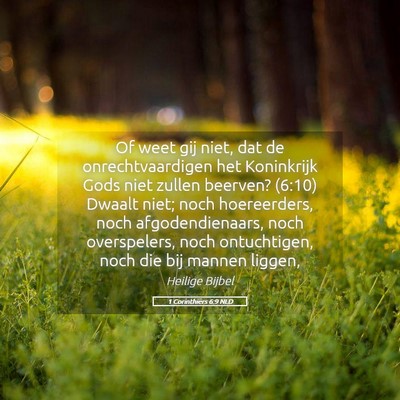 Picture 05 - 1 Corinthiërs 6:9 NLD - Of weet gij niet, dat de onrechtvaardigen het - Bible Verse Picture
