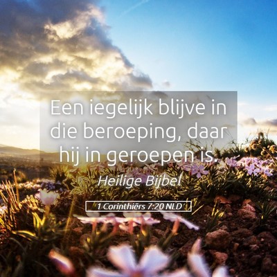 Picture 05 - 1 Corinthiërs 7:20 NLD - Een iegelijk blijve in die beroeping, daar hij in - Bible Verse Picture
