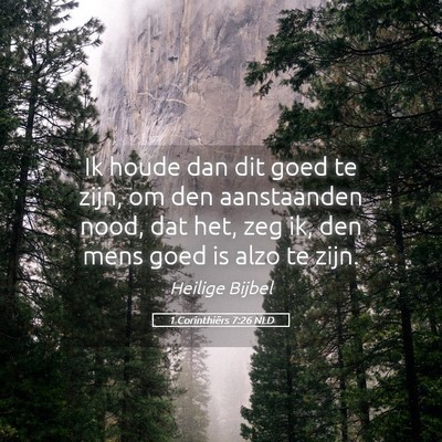 Picture 05 - 1 Corinthiërs 7:26 NLD - Ik houde dan dit goed te zijn, om den aanstaanden - Bible Verse Picture
