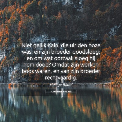Picture 05 - 1 Johannes 3:12 NLD - Niet gelijk Kain, die uit den boze was, en zijn - Bible Verse Picture