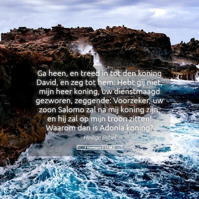 Picture 05 - 1 Koningen 1:13 NLD - Ga heen, en treed in tot den koning David, en zeg - Bible Verse Picture