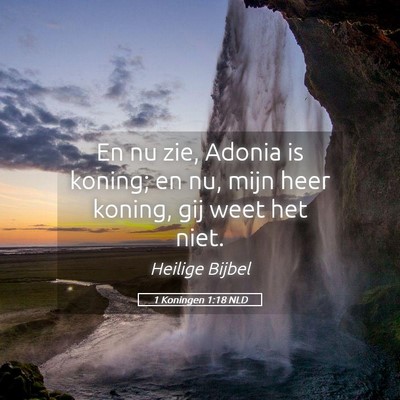 Picture 05 - 1 Koningen 1:18 NLD - En nu zie, Adonia is koning; en nu, mijn heer - Bible Verse Picture