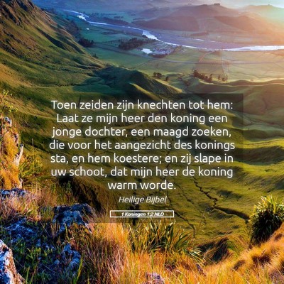 Picture 05 - 1 Koningen 1:2 NLD - Toen zeiden zijn knechten tot hem: Laat ze mijn - Bible Verse Picture