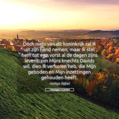 Picture 05 - 1 Koningen 11:34 NLD - Doch niets van dit koninkrijk zal Ik uit zijn - Bible Verse Picture