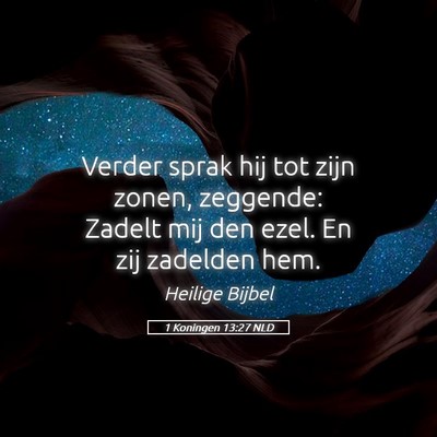 Picture 05 - 1 Koningen 13:27 NLD - Verder sprak hij tot zijn zonen, zeggende: Zadelt - Bible Verse Picture