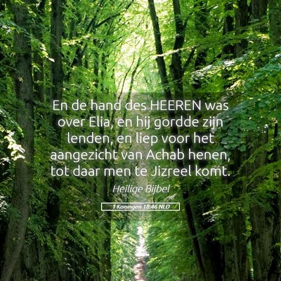 Picture 05 - 1 Koningen 18:46 NLD - En de hand des HEEREN was over Elia, en hij - Bible Verse Picture