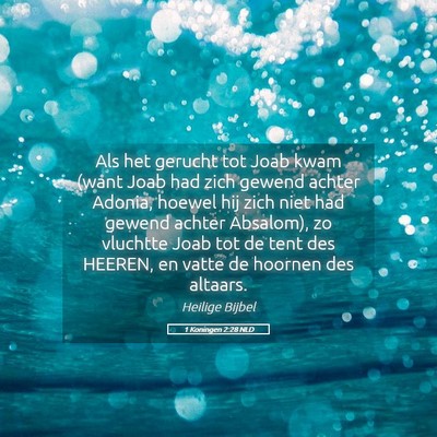 Picture 05 - 1 Koningen 2:28 NLD - Als het gerucht tot Joab kwam (want Joab had zich - Bible Verse Picture