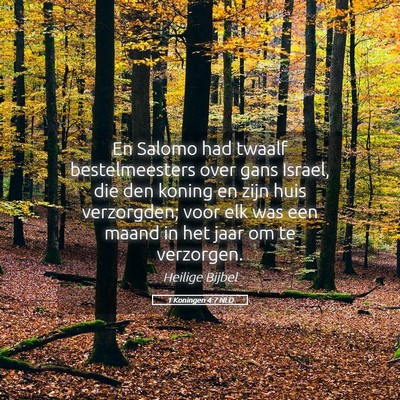 Picture 05 - 1 Koningen 4:7 NLD - En Salomo had twaalf bestelmeesters over gans - Bible Verse Picture