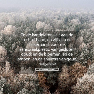 Picture 05 - 1 Koningen 7:49 NLD - En de kandelaren, vijf aan de rechterhand, en - Bible Verse Picture