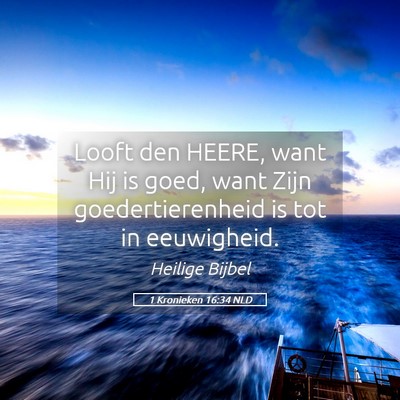 Picture 05 - 1 Kronieken 16:34 NLD - Looft den HEERE, want Hij is goed, want Zijn - Bible Verse Picture