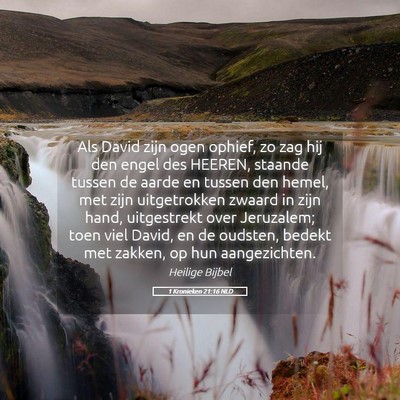 Picture 05 - 1 Kronieken 21:16 NLD - Als David zijn ogen ophief, zo zag hij den engel - Bible Verse Picture