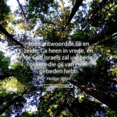 Picture 05 - 1 Samuël 1:17 NLD - Toen antwoordde Eli en zeide: Ga heen in vrede, - Bible Verse Picture