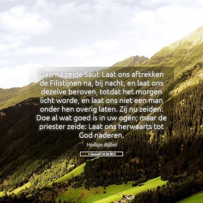 Picture 05 - 1 Samuël 14:36 NLD - Daarna zeide Saul: Laat ons aftrekken de - Bible Verse Picture