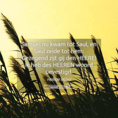 Picture 05 - 1 Samuël 15:13 NLD - Samuel nu kwam tot Saul, en Saul zeide tot hem: - Bible Verse Picture