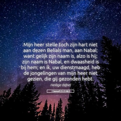 Picture 05 - 1 Samuël 25:25 NLD - Mijn heer stelle toch zijn hart niet aan dezen - Bible Verse Picture
