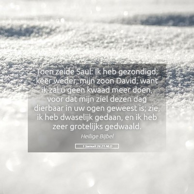 Picture 05 - 1 Samuël 26:21 NLD - Toen zeide Saul: Ik heb gezondigd; keer weder, - Bible Verse Picture