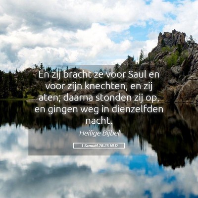 Picture 05 - 1 Samuël 28:25 NLD - En zij bracht ze voor Saul en voor zijn knechten, - Bible Verse Picture