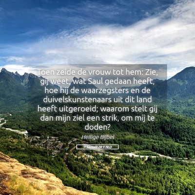 Picture 05 - 1 Samuël 28:9 NLD - Toen zeide de vrouw tot hem: Zie, gij weet, wat - Bible Verse Picture