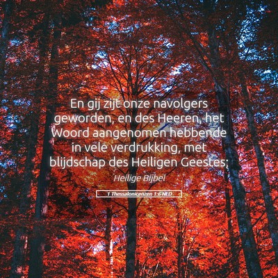 Picture 05 - 1 Thessalonicenzen 1:6 NLD - En gij zijt onze navolgers geworden, en des - Bible Verse Picture
