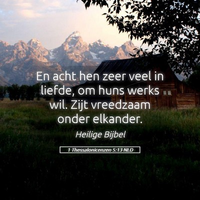 Picture 05 - 1 Thessalonicenzen 5:13 NLD - En acht hen zeer veel in liefde, om huns werks - Bible Verse Picture