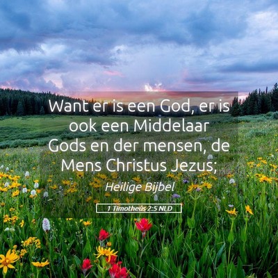 Picture 05 - 1 Timotheüs 2:5 NLD - Want er is een God, er is ook een Middelaar Gods - Bible Verse Picture