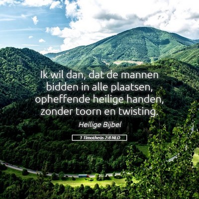 Picture 05 - 1 Timotheüs 2:8 NLD - Ik wil dan, dat de mannen bidden in alle - Bible Verse Picture