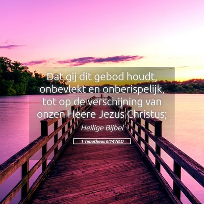 Picture 05 - 1 Timotheüs 6:14 NLD - Dat gij dit gebod houdt, onbevlekt en - Bible Verse Picture