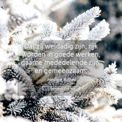 Picture 05 - 1 Timotheüs 6:18 NLD - Dat zij weldadig zijn, rijk worden in goede - Bible Verse Picture
