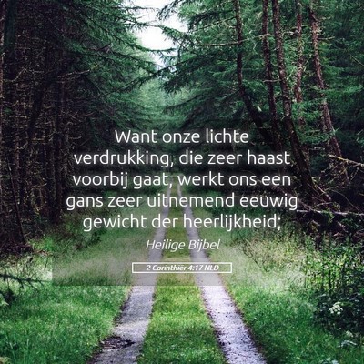 Picture 05 - 2 Corinthiër 4:17 NLD - Want onze lichte verdrukking, die zeer haast - Bible Verse Picture