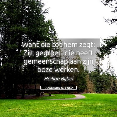 Picture 05 - 2 Johannes 1:11 NLD - Want die tot hem zegt: Zijt gegroet, die heeft - Bible Verse Picture