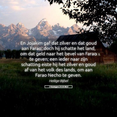 Picture 05 - 2 Koningen 23:35 NLD - En Jojakim gaf dat zilver en dat goud aan Farao; - Bible Verse Picture