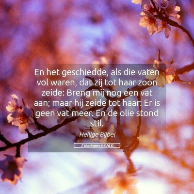 Picture 05 - 2 Koningen 4:6 NLD - En het geschiedde, als die vaten vol waren, dat - Bible Verse Picture