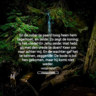 Picture 05 - 2 Koningen 9:18 NLD - En de ruiter te paard toog heen hem tegemoet, en - Bible Verse Picture