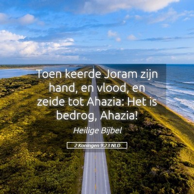 Picture 05 - 2 Koningen 9:23 NLD - Toen keerde Joram zijn hand, en vlood, en zeide - Bible Verse Picture