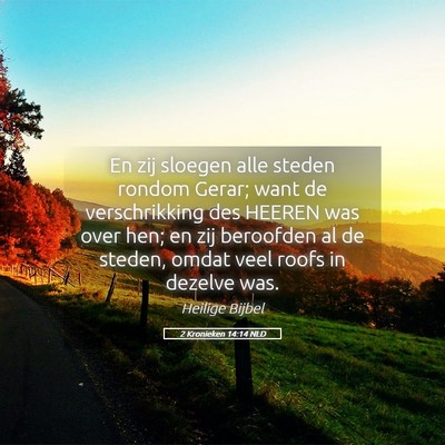 Picture 05 - 2 Kronieken 14:14 NLD - En zij sloegen alle steden rondom Gerar; want de - Bible Verse Picture