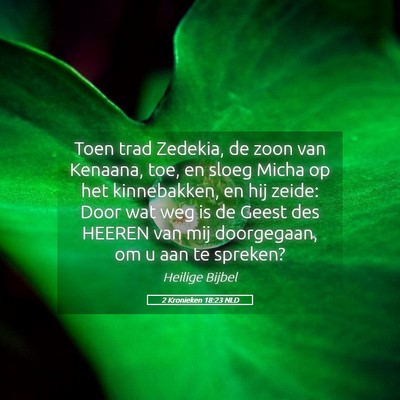 Picture 05 - 2 Kronieken 18:23 NLD - Toen trad Zedekia, de zoon van Kenaana, toe, en - Bible Verse Picture