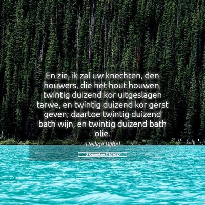 Picture 05 - 2 Kronieken 2:10 NLD - En zie, ik zal uw knechten, den houwers, die het - Bible Verse Picture