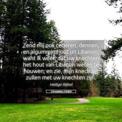Picture 05 - 2 Kronieken 2:8 NLD - Zend mij ook cederen, dennen, en algummimhout uit - Bible Verse Picture