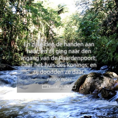 Picture 05 - 2 Kronieken 23:15 NLD - En zij leiden de handen aan haar, en zij ging - Bible Verse Picture