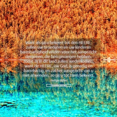 Picture 05 - 2 Kronieken 30:9 NLD - Want als gij u bekeert tot den HEERE, zullen uw - Bible Verse Picture