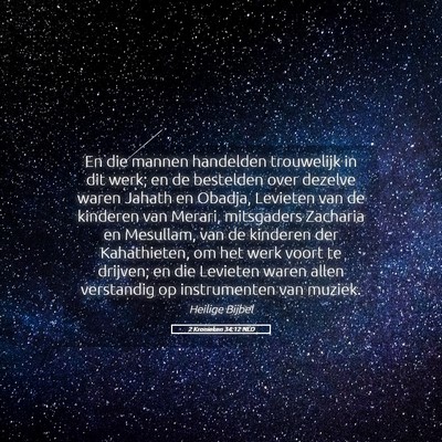 Picture 05 - 2 Kronieken 34:12 NLD - En die mannen handelden trouwelijk in dit werk; - Bible Verse Picture