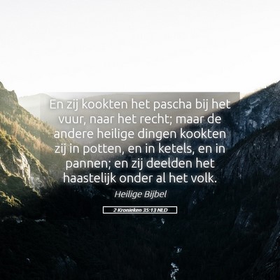 Picture 05 - 2 Kronieken 35:13 NLD - En zij kookten het pascha bij het vuur, naar het - Bible Verse Picture