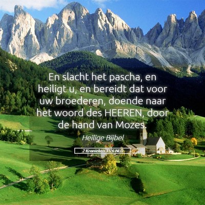 Picture 05 - 2 Kronieken 35:6 NLD - En slacht het pascha, en heiligt u, en bereidt - Bible Verse Picture
