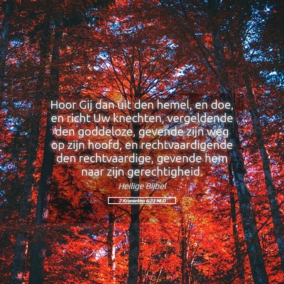 Picture 05 - 2 Kronieken 6:23 NLD - Hoor Gij dan uit den hemel, en doe, en richt Uw - Bible Verse Picture