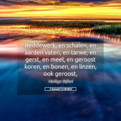 Picture 05 - 2 Samuël 17:28 NLD - Beddewerk, en schalen, en aarden vaten, en tarwe, - Bible Verse Picture