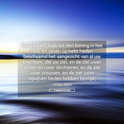 Picture 05 - 2 Samuël 19:5 NLD - Toen kwam Joab tot den koning in het huis, en - Bible Verse Picture