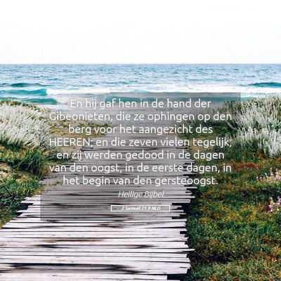 Picture 05 - 2 Samuël 21:9 NLD - En hij gaf hen in de hand der Gibeonieten, die ze - Bible Verse Picture