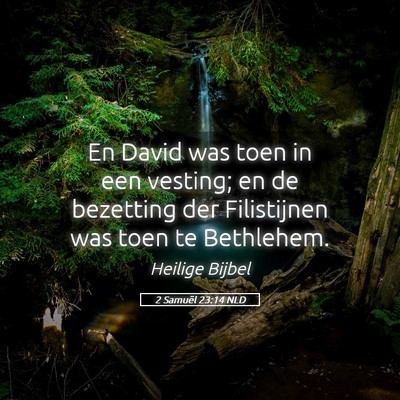Picture 05 - 2 Samuël 23:14 NLD - En David was toen in een vesting; en de bezetting - Bible Verse Picture
